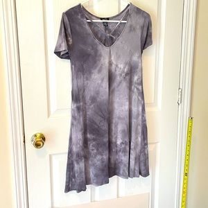Gunmetal smoke tie-dyed colored dress sexy cross fabric at chest